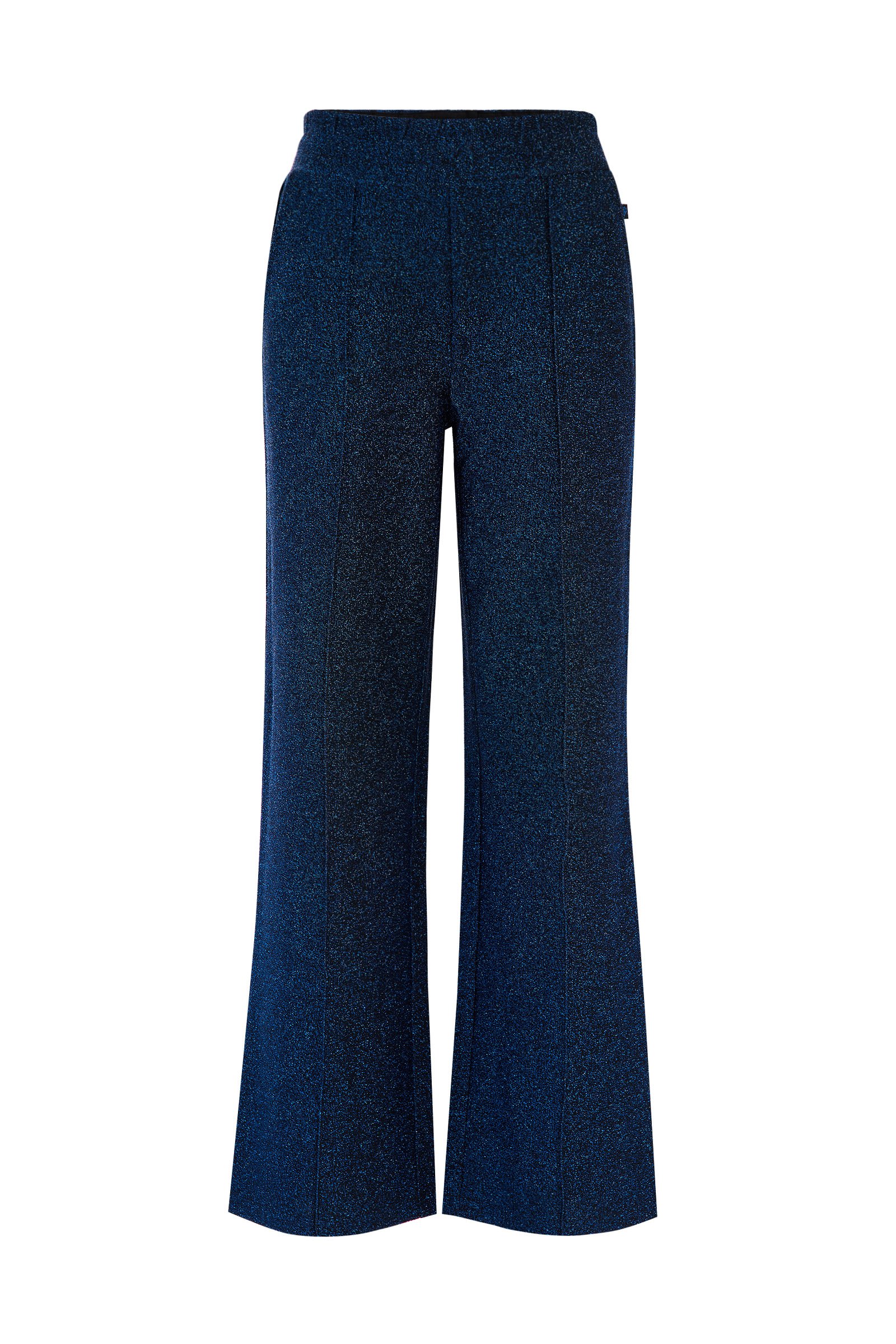Meisjes straight fit broek met glittergaren WE Fashion Donkerblauw