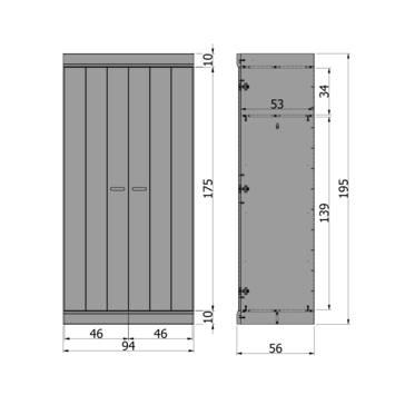 WOOOD kledingkast 2-deurs Connect wit grenenhout 195 x 94 x 53 cm