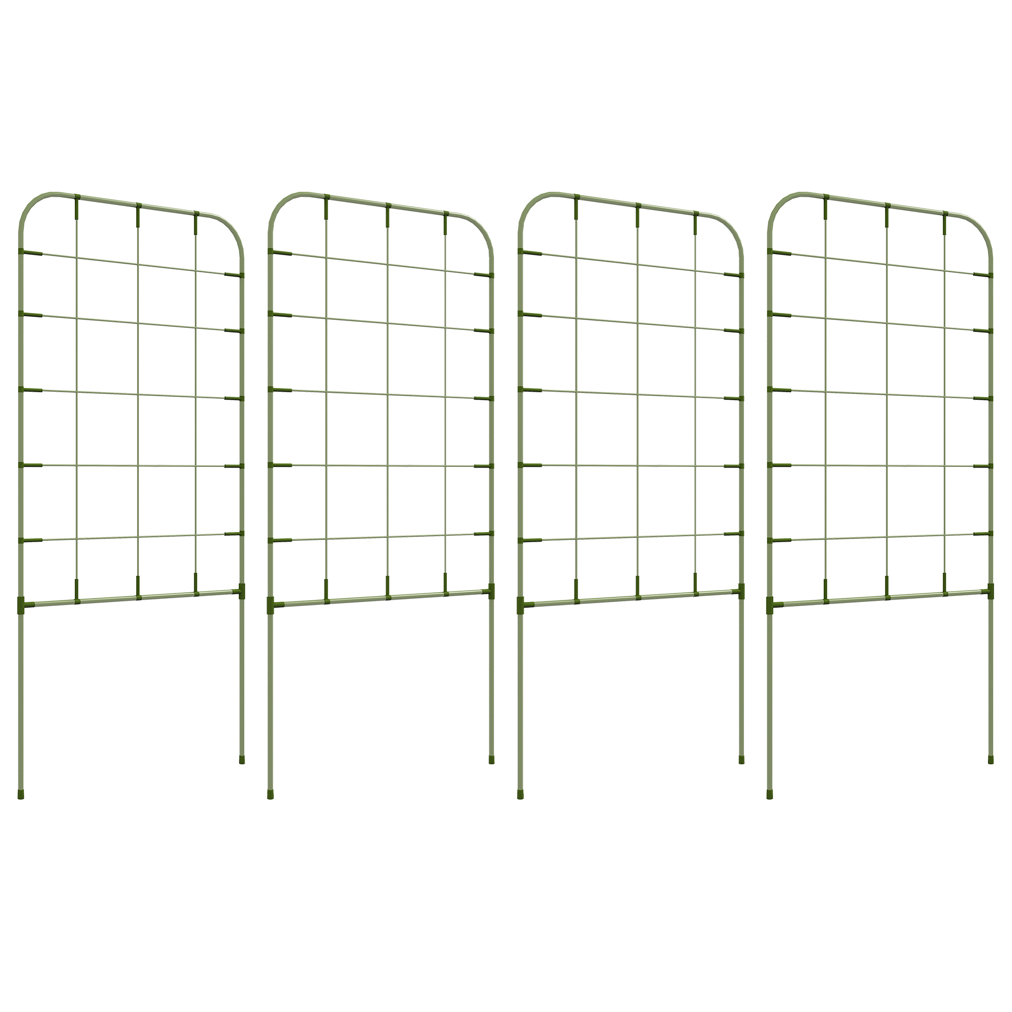 Conjunto Outsunny de 4 treliças de jardim, suportes para plantas trepadeiras com estrutura de aço para frutas, legumes e flores, 40x90 cm, verde.