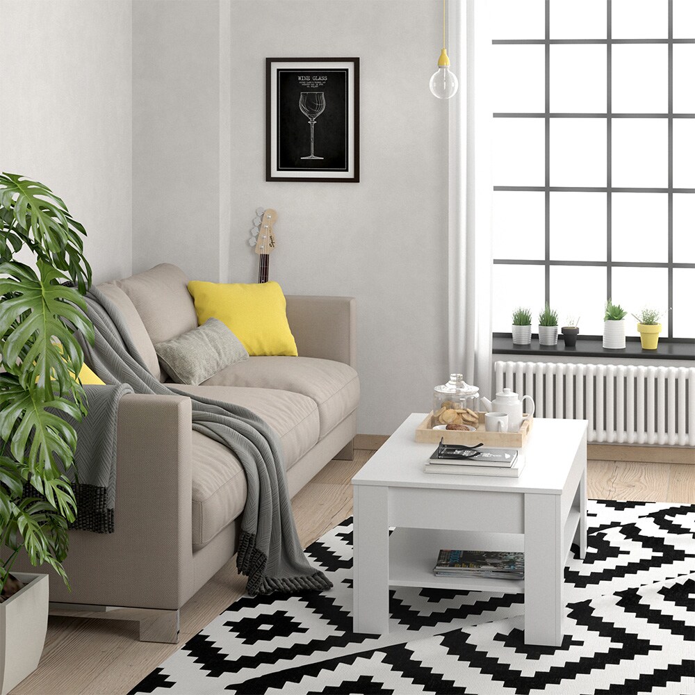 Vicco Couchtisch mit Schublade Beistelltisch Kaffeetisch 110 x 65 cm Weiß