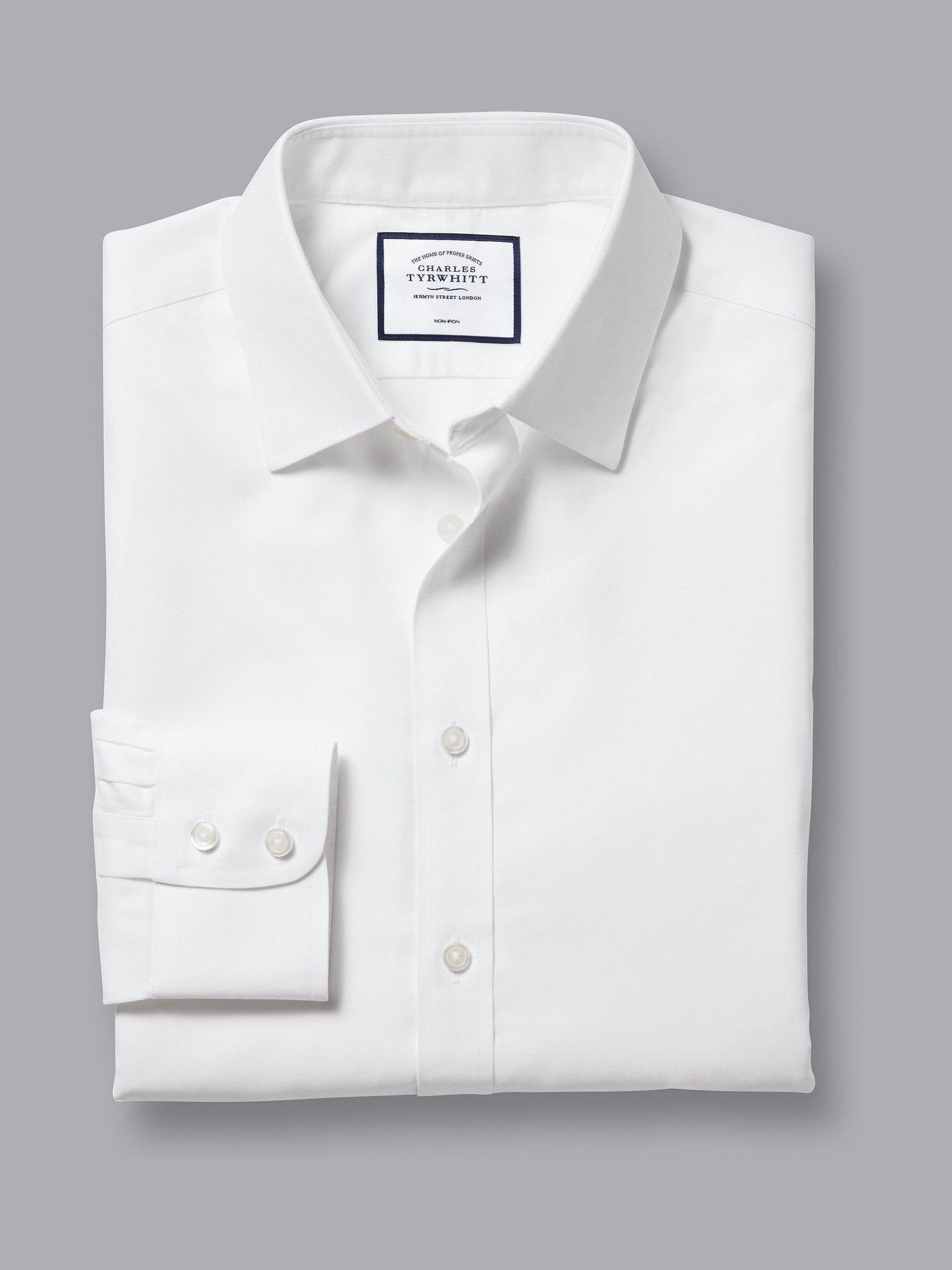 Wit - Charles Tyrwhitt Non-iron Twill Slim Fit 100% Cotton Shirt
