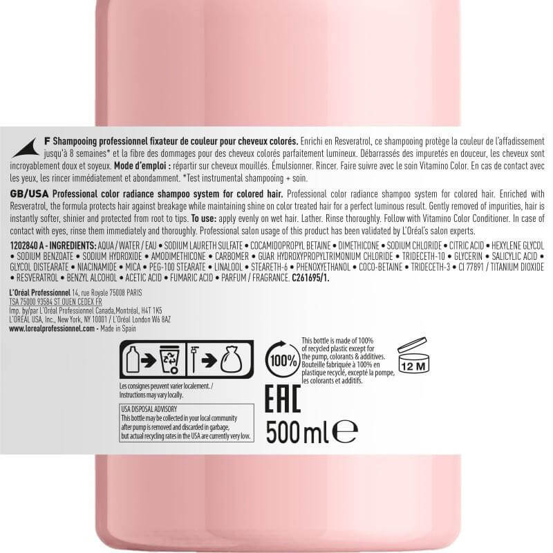 Shampooing Vitamino Color L'Oréal Professionnel 500ML Rechargeable