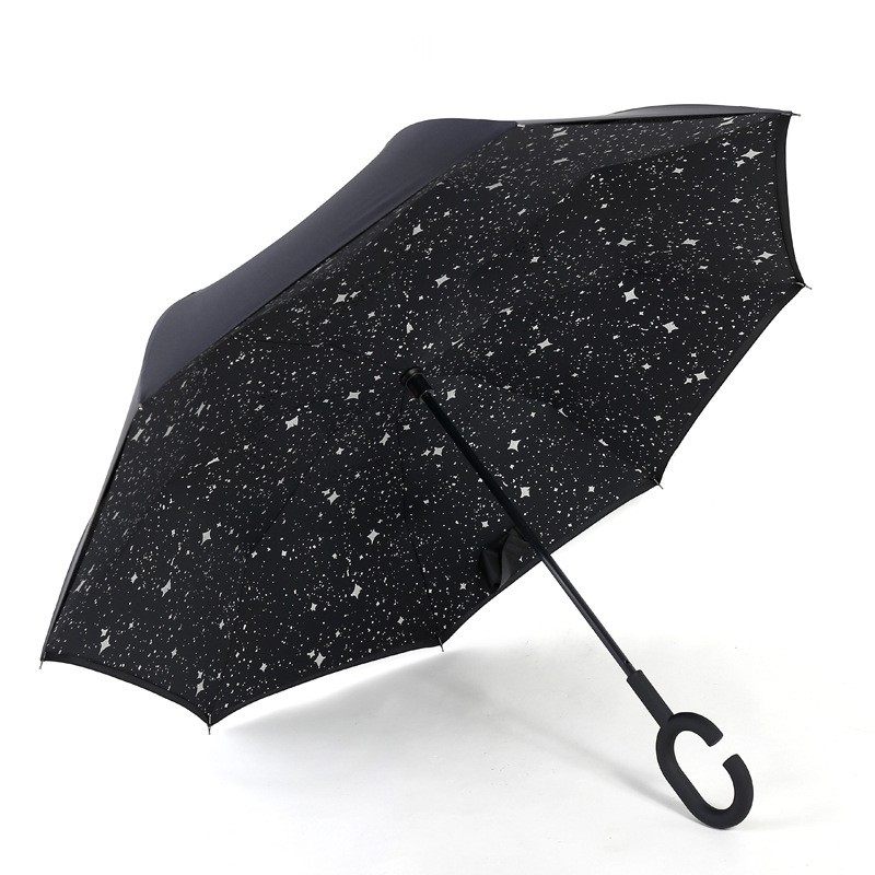 (Ø105cm) Umgekehrter Langgriff Regenschirm Fashion Reverse Schirm - Sternenhimmel