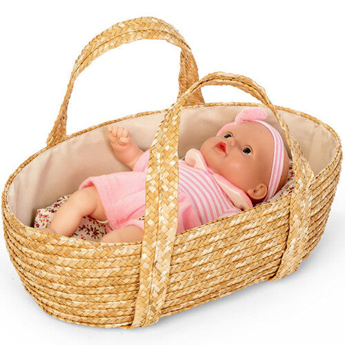 Mini mommy poppenreiswieg mozes - met dekbed - 35 cm