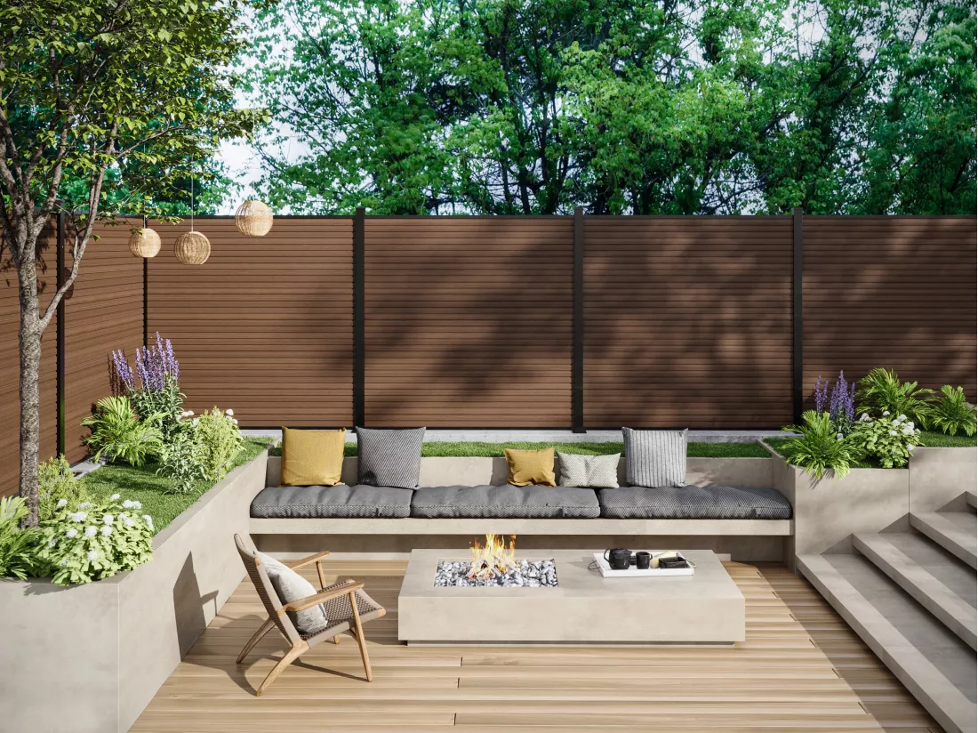 Clôture à poser effet bois H179 cm - Kit de 11 lames en composite co-extrudé + 1 poteau anthracite - PALIZO