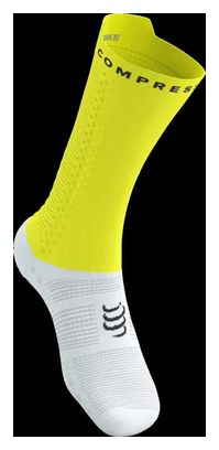 Chaussettes Compressport Pro Racing Socks v4.0 Bike Blanc/Jaune
