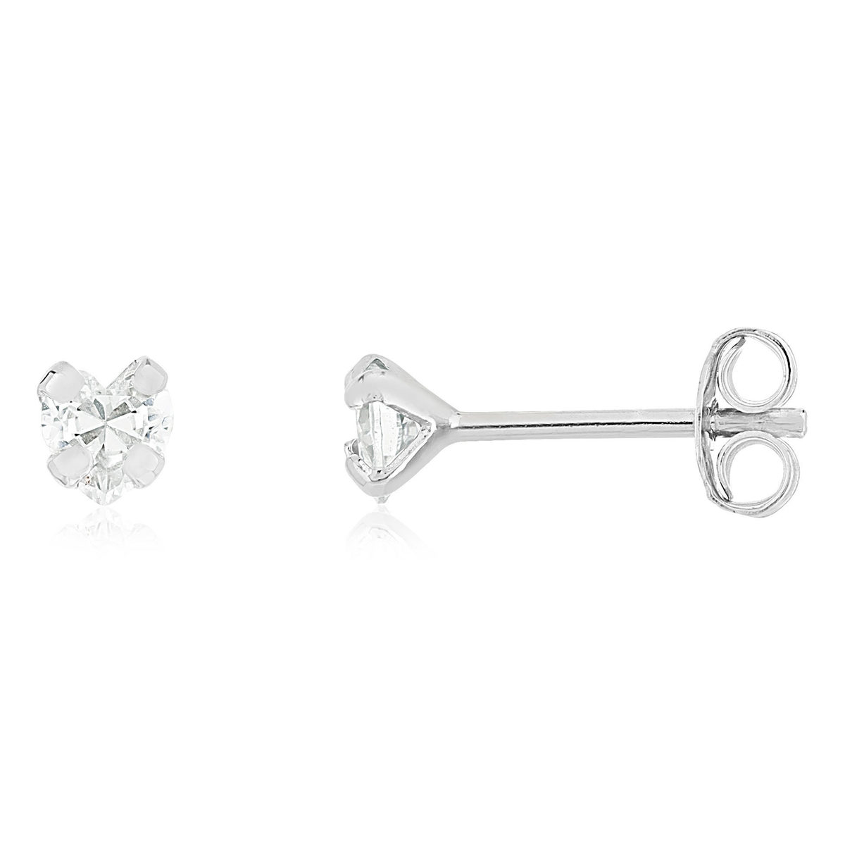 Boucles d'oreilles argent 925 zirconias en forme de coeur.