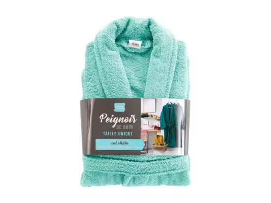 Peignoir confort en coton texture éponge - Vert céladon - Taille unique