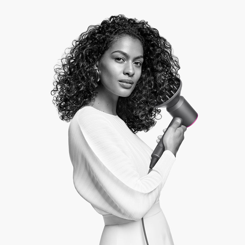 Sèche-cheveux Supersonic avec 5 accessoires de coiffage gris / fuchsia