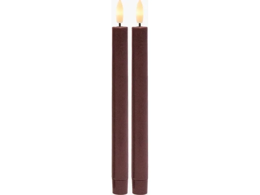 Sirius Sille Genopladelig Kronelys Bordeaux - Ø 2 cm - H 25 cm - 2 stk