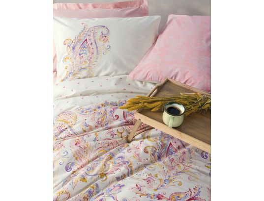 CONCEPT1 - Parure de lit housse de couette Muna 240x220cm + 2 taies 60x60 rose