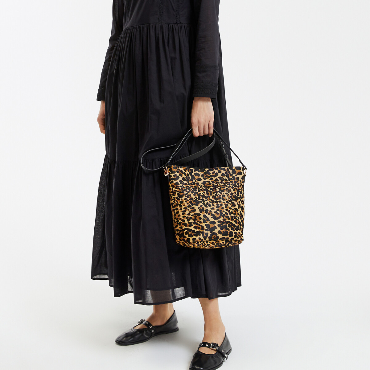 COLEÇÕES LA REDOUTE<br>Bolsa de couro com estampa de leopardo