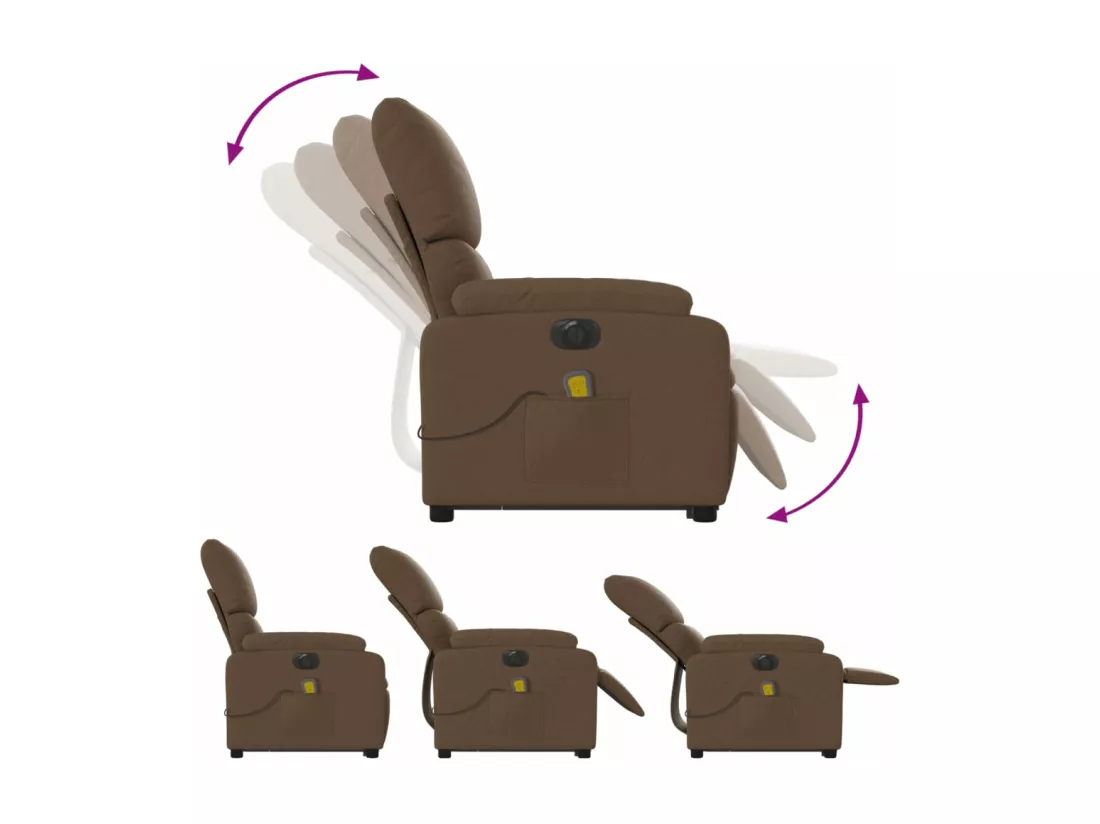 Fauteuil inclinable massant électrique Marron Tissu