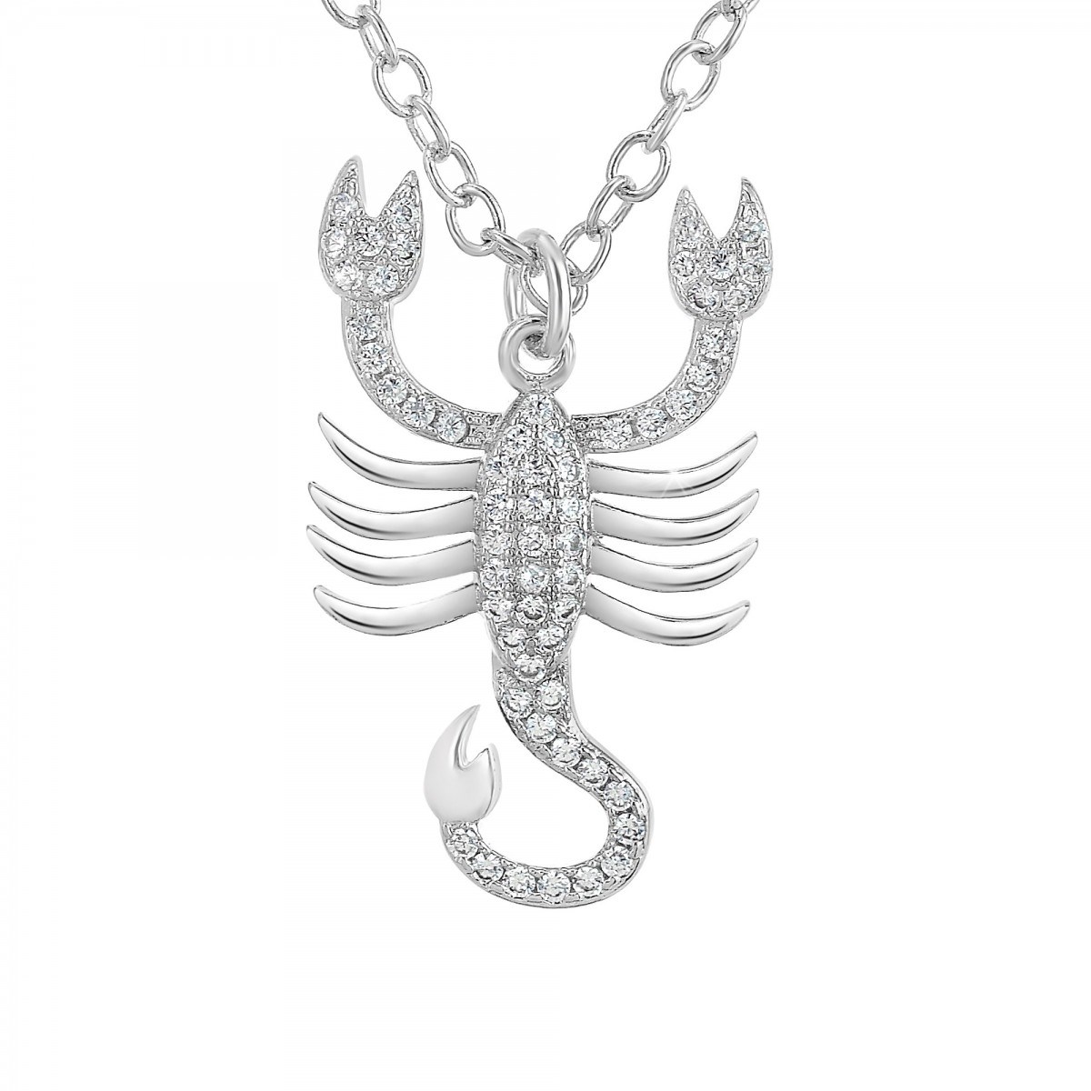 Collier signe astrologique scorpion orné de Cristaux scintillants SC Crystal en Métal rhodié
