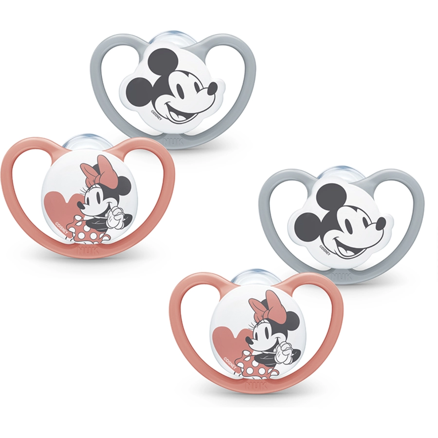 NUK Schnuller Space  Mickey 6-18 Monate, 4 Stk. in graurot