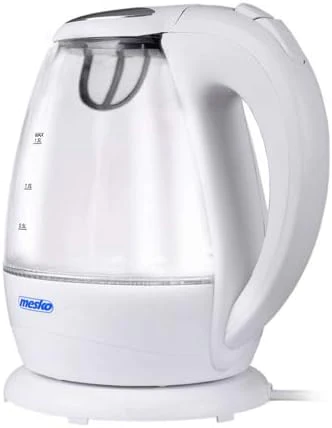 bouilloire électrique de 1,5L 2200W transparent blanc Mesko