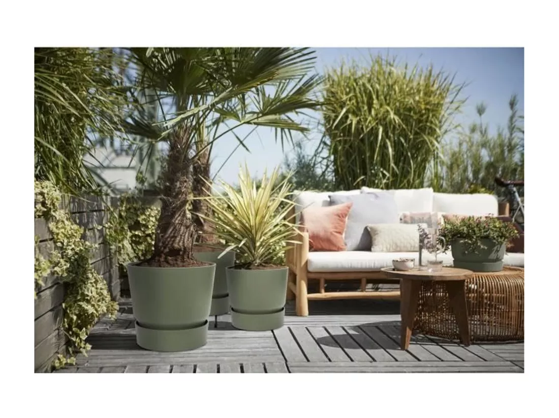 ELHO Pot de fleurs rond Greenville 25 - Exterieur - O 24,48 x H 23,31 cm - Vert feuille