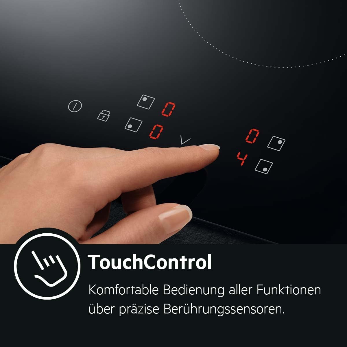 AEG Induktionskochfeld autark 60cm, 4 Zonen in verschiedenen Größen mit 4x Power-Funktion für schnelles Kochen, 10 Stufen, Rahmenlos, Touch-Bedienung, Kindersicherung, aufliegend, IB6420ACB