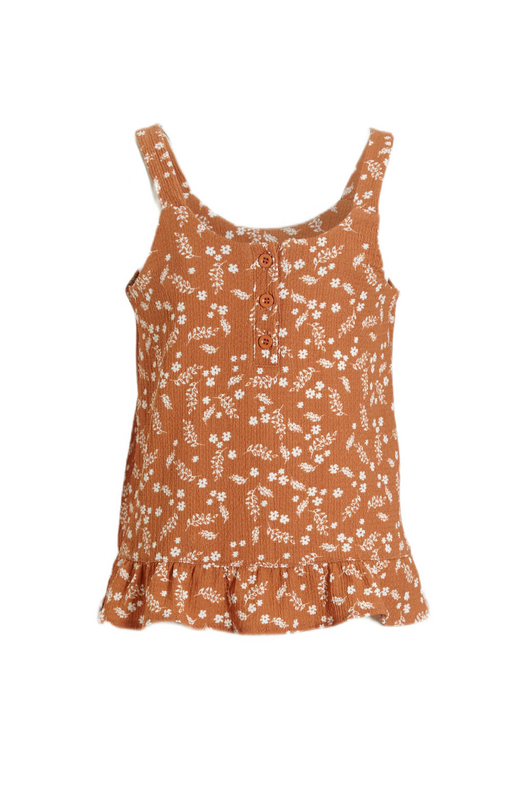 anytime crinkle top met all over print lichtbruin