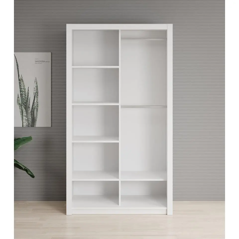 Meubella - Kledingkast Blake - Wit - 120 cm - Met spiegel