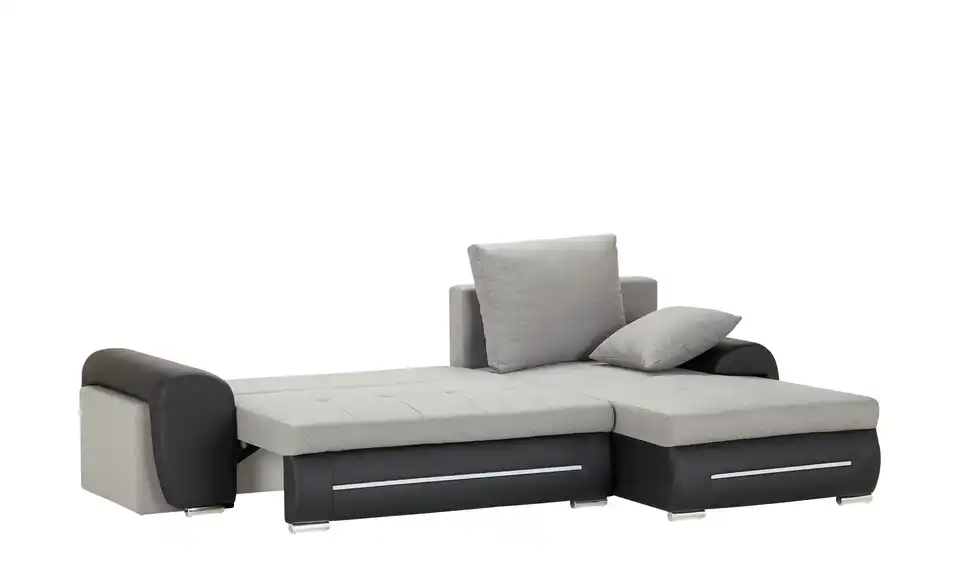 Ecksofa Emma rechts Schwarz, Hellgrau