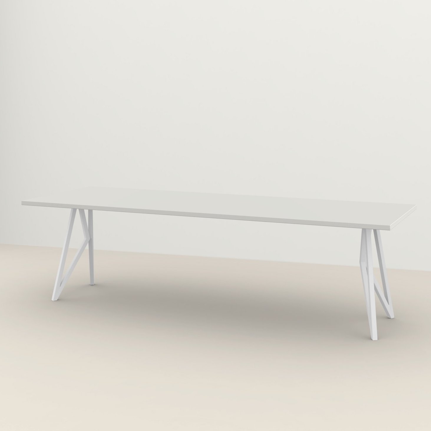 Studio HENK tafel Butterfly Rechthoekig - wit frame, HPL Fenix bianco kos 220 x 90 | HPL Fenix Bianco Kos | Rechte Rand | Frame Wit