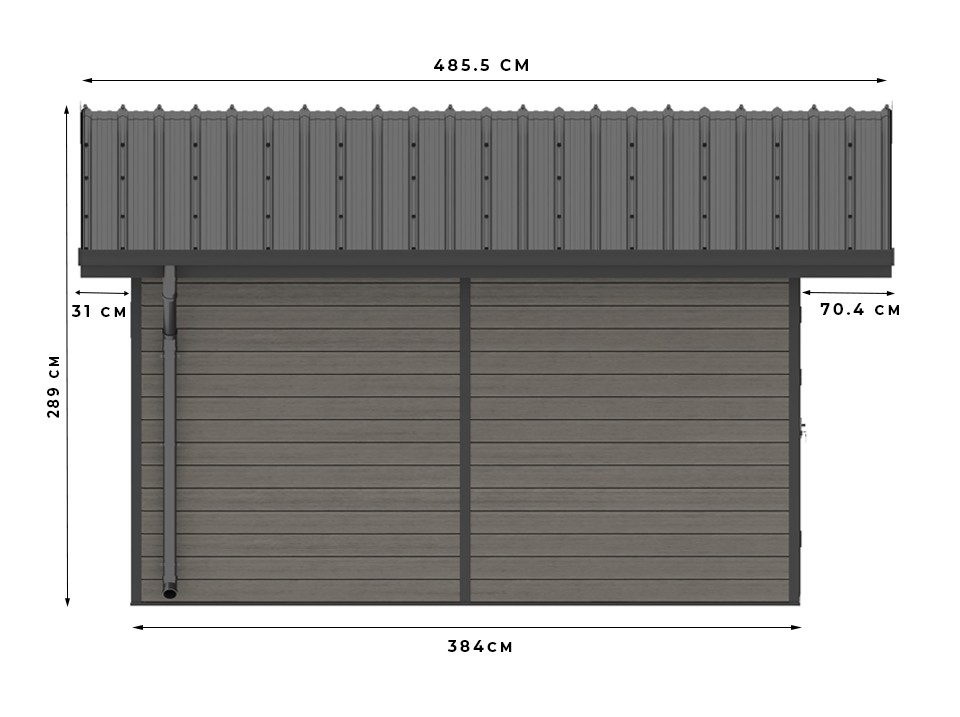 Abri de jardin bois composite braga - 16m2 gris - epaisseur des murs : 28 mm - aluminium - anti uv et intemperies