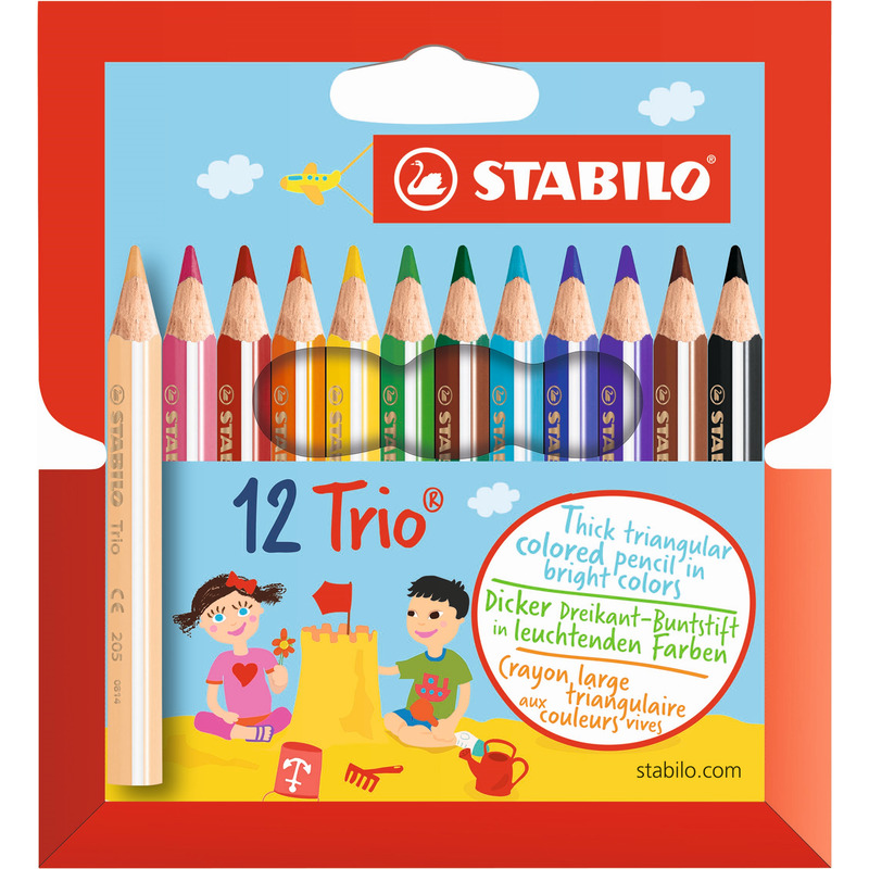 Stabilo Farbstift Trio dick, 12 Stück, assortiert