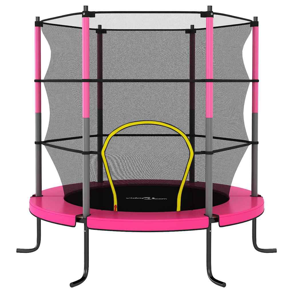 vidaXL Trampoline met veiligheidsnet, rond 140x160 cm, roze