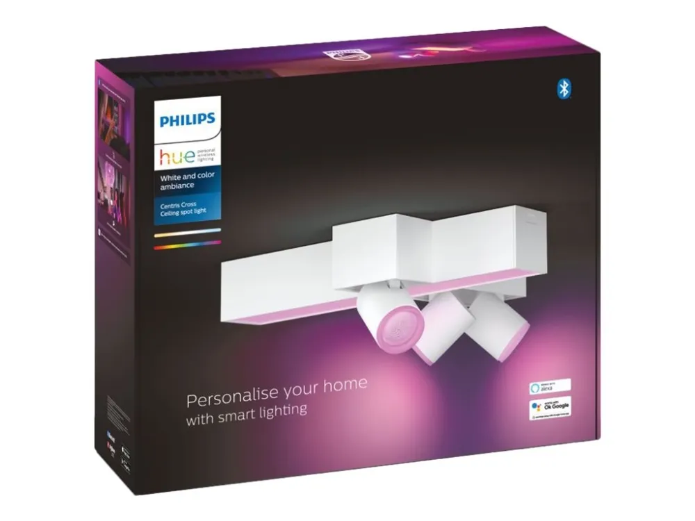 Philips Hue White and Colour Ambiance Centris - Loftsspotlys - LED-lyspære x 3 - GU10 - total: 17.1 W (tilsvarende 150 W) - klasse A - 16 millioner farver - 2000-6500 K - hvid