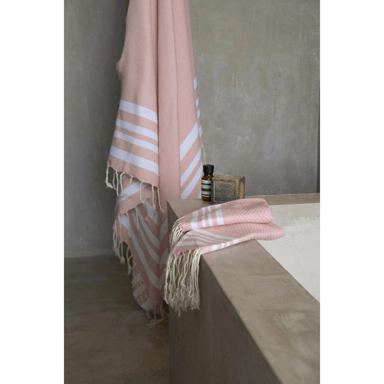 Febronie Foutas de bain Hamptons 3 pièces rose - 100x200 cm
