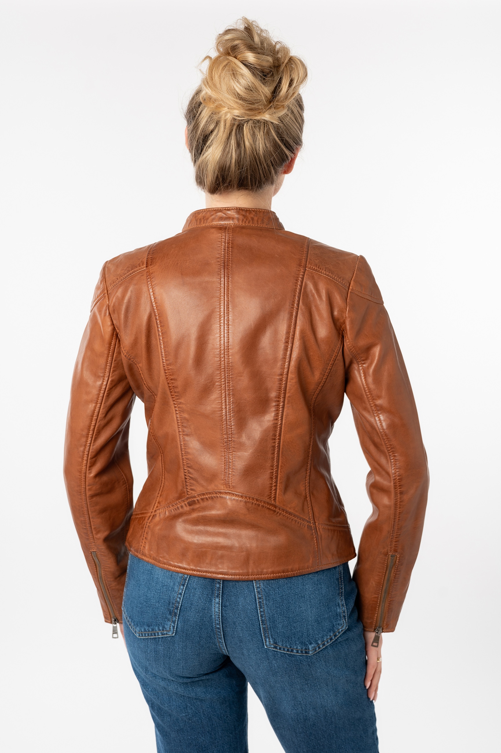 Mauritius Lederjacke »MWKeili« mit Stehkragen & Drucker