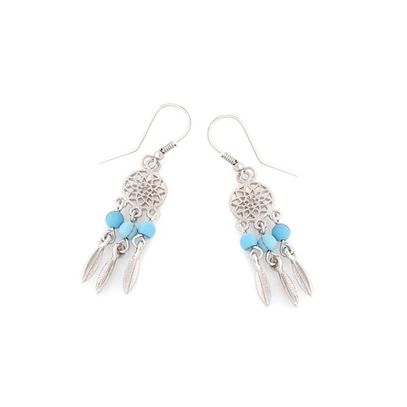 BOUCLES D'OREILLES TURQUOISE ARGENT