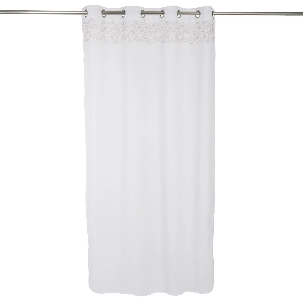 Voilage polyester 140x240cm imprimé rose et blanc
