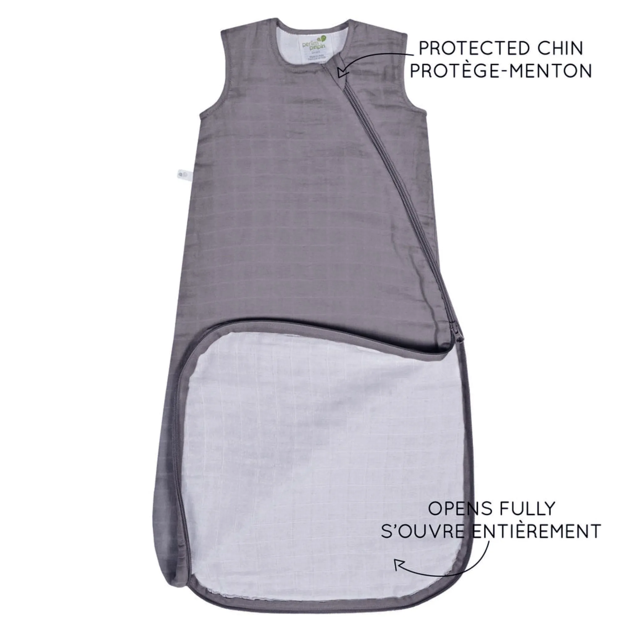 Perlimpinpin Sac de Nuit Mousseline 0-36mois - Charcoal