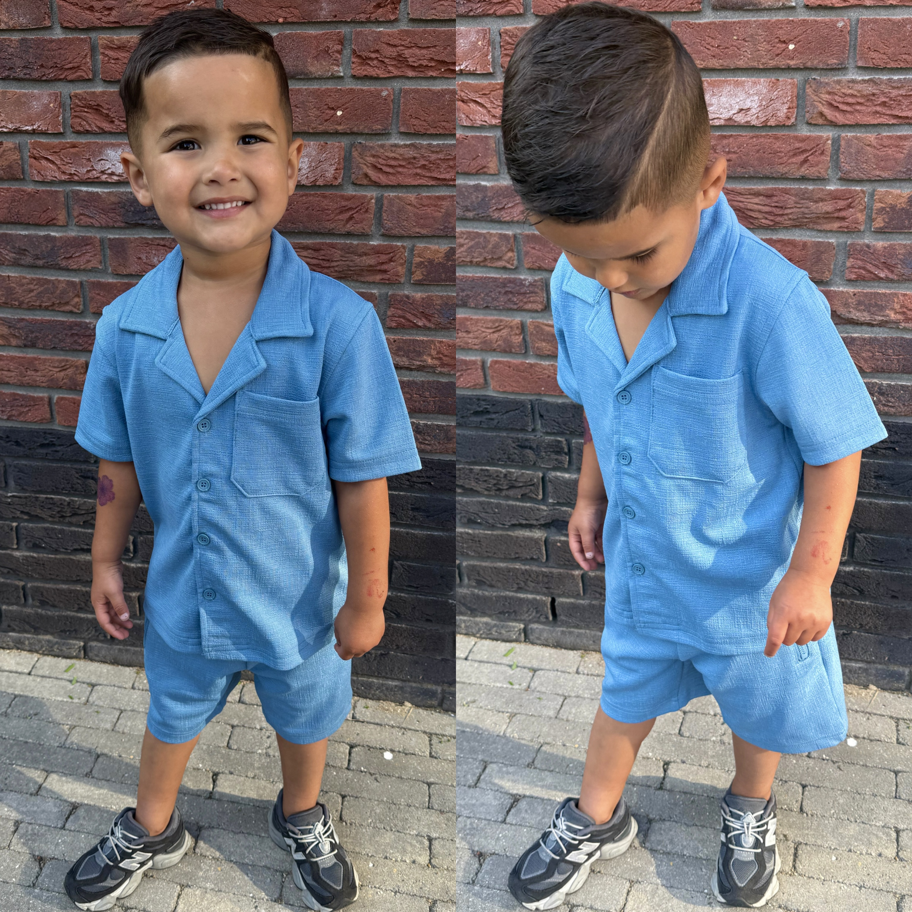 Trendy Blauwe Jongens Zomerset – Shirt & Korte Broek
