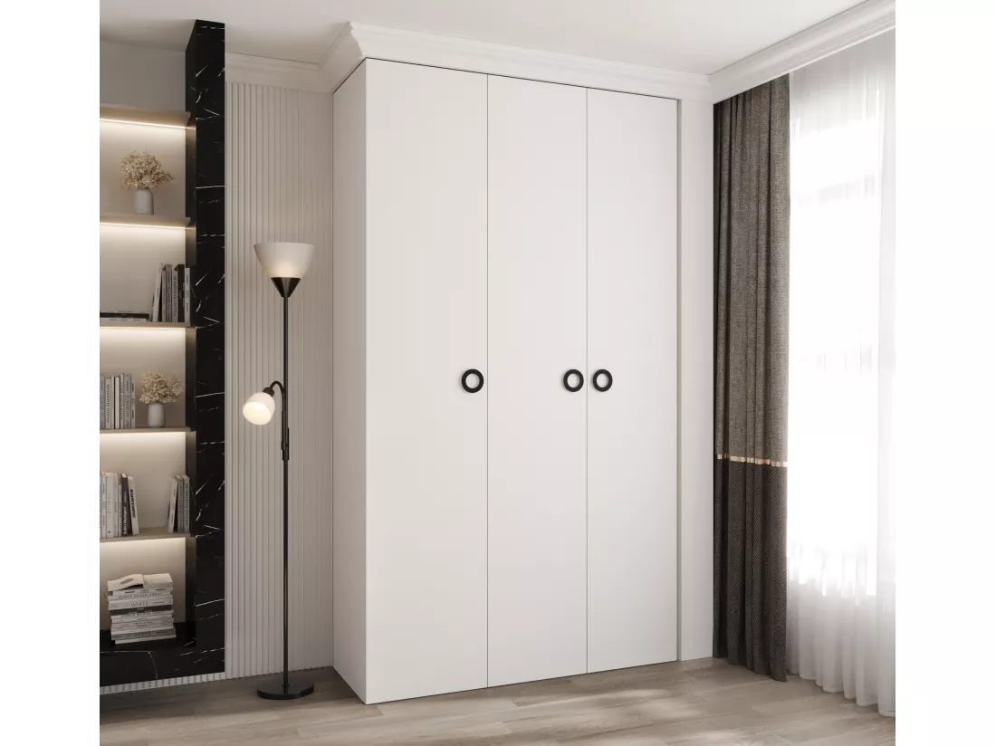 Armoire à portes battantes Como 1 245,5/140/50 3 portes (blanc/noir)