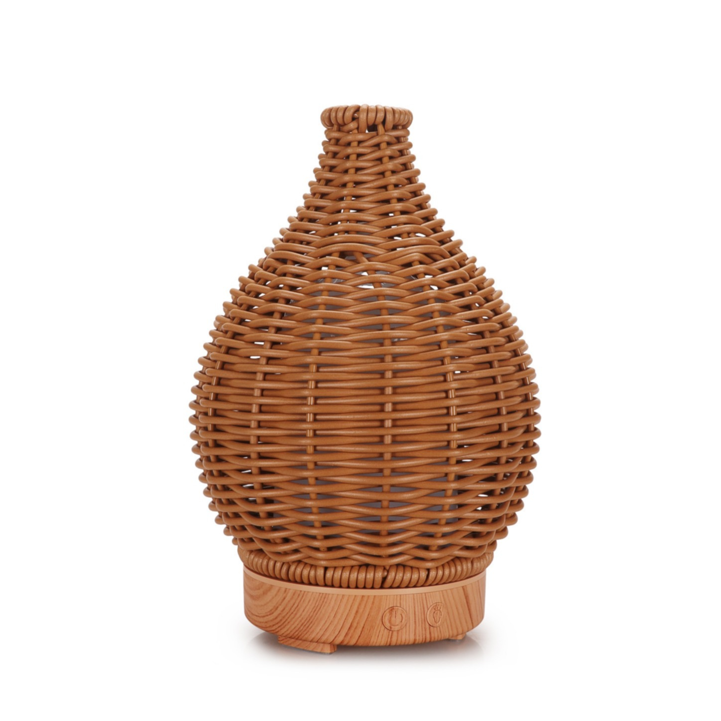 (200ml) USB Luftbefeuchter Aroma Öl Diffuser mit LED Beleuchtung im Rattan Look - Braun
