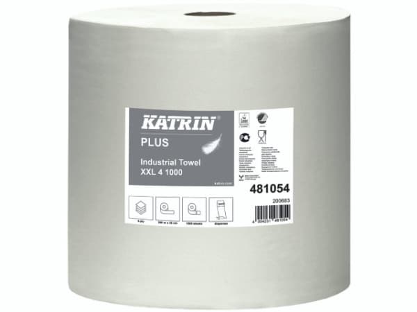 Aftørringsrulle Industri Katrin Plus 4-lag Ø36cm B38cmxL360m Mix Hvid,1 Rl