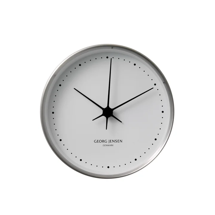Georg Jensen - Henning Koppel Wanduhr Ø 10 cm, Edelstahl / weiss