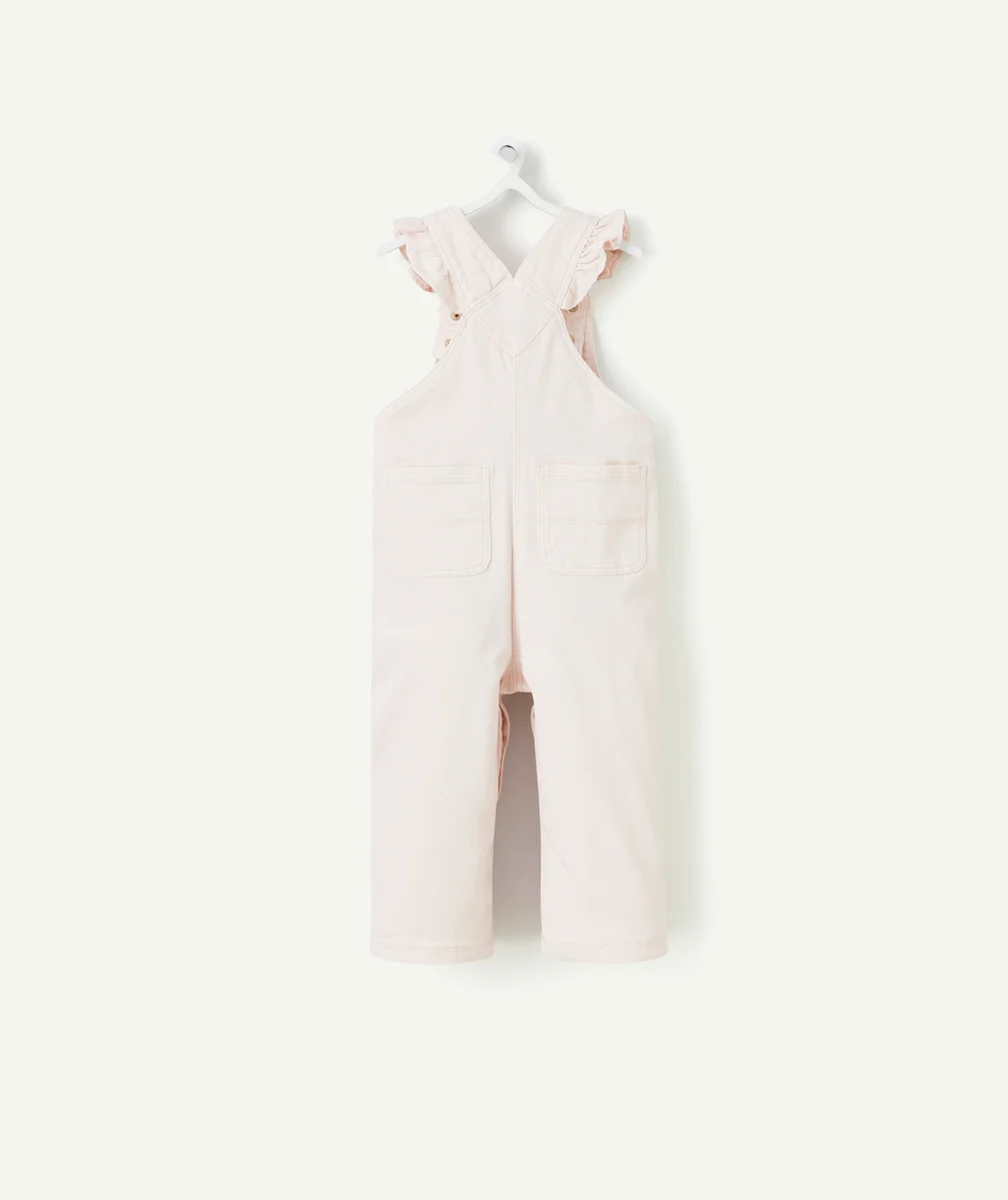 SALOPETTE BÉBÉ FILLE EN FIBRES RECYCLÉES ROSE AVEC DÉTAILS VOLANTÉS
