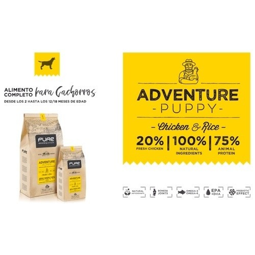 Ração para filhotes Pure Adventure sabor frango e arroz