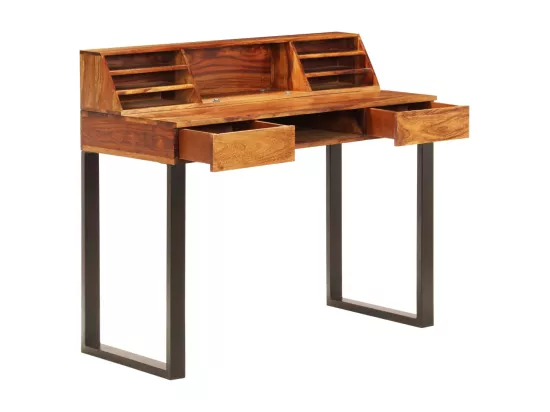 Bureau 110x50x94 cm Bois solide de Sesham et acier