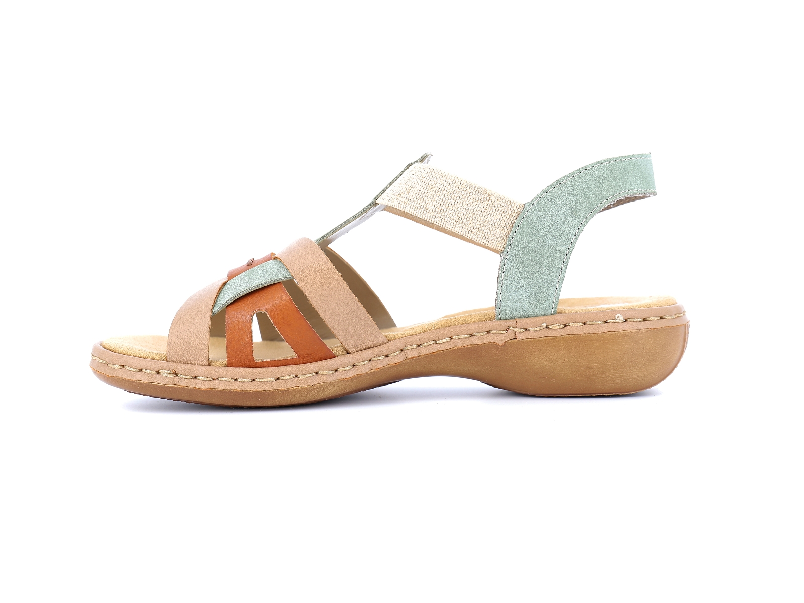 Rieker-65918 Synthétique Marron-Vert