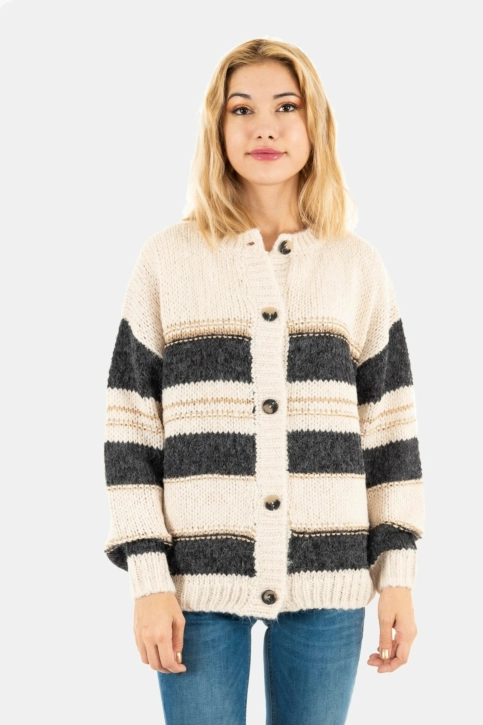 gilets cardigans ichi osansa 133801 crystal gray