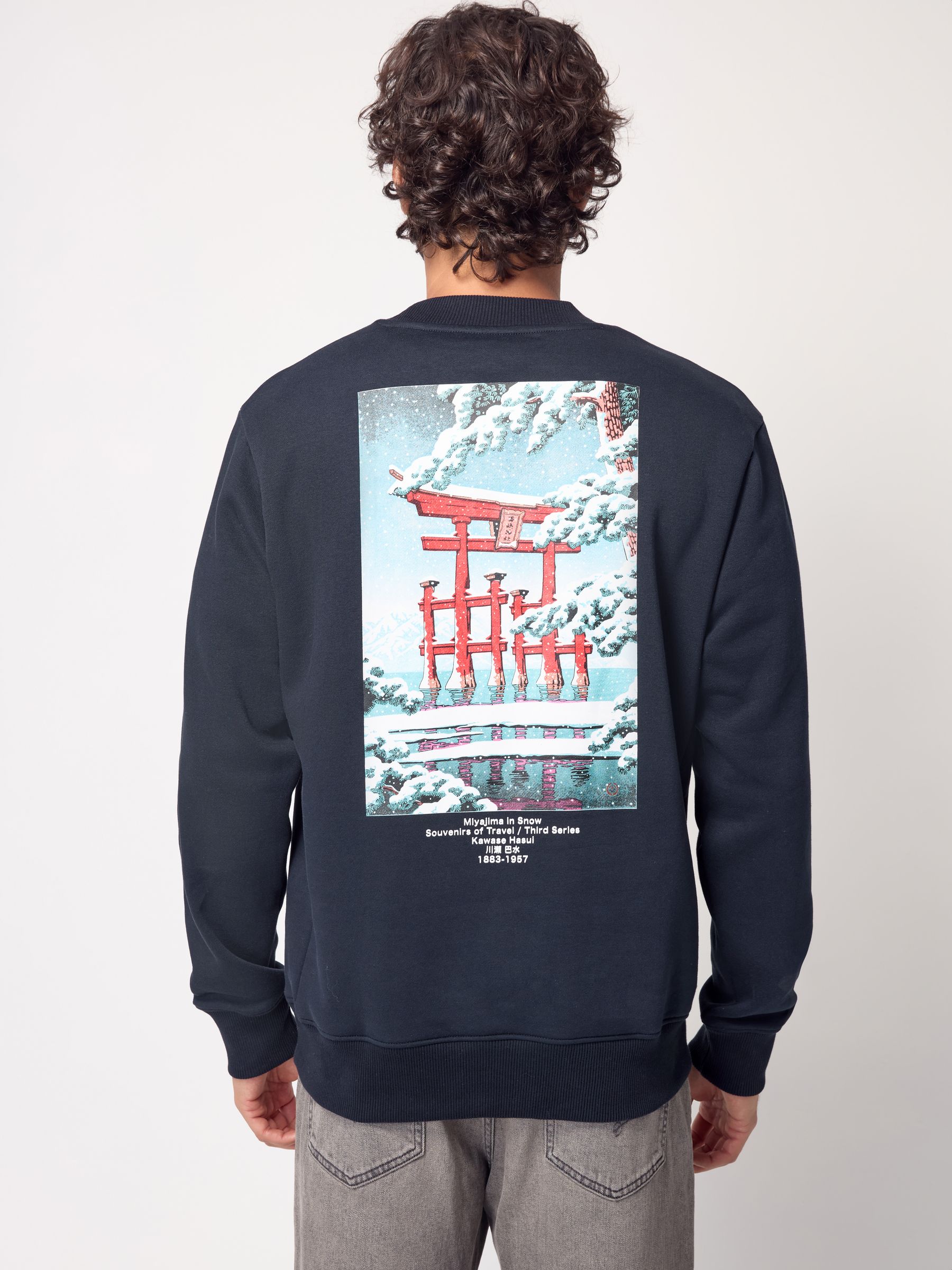 Donkerblauw - Hokusai kerstsweater