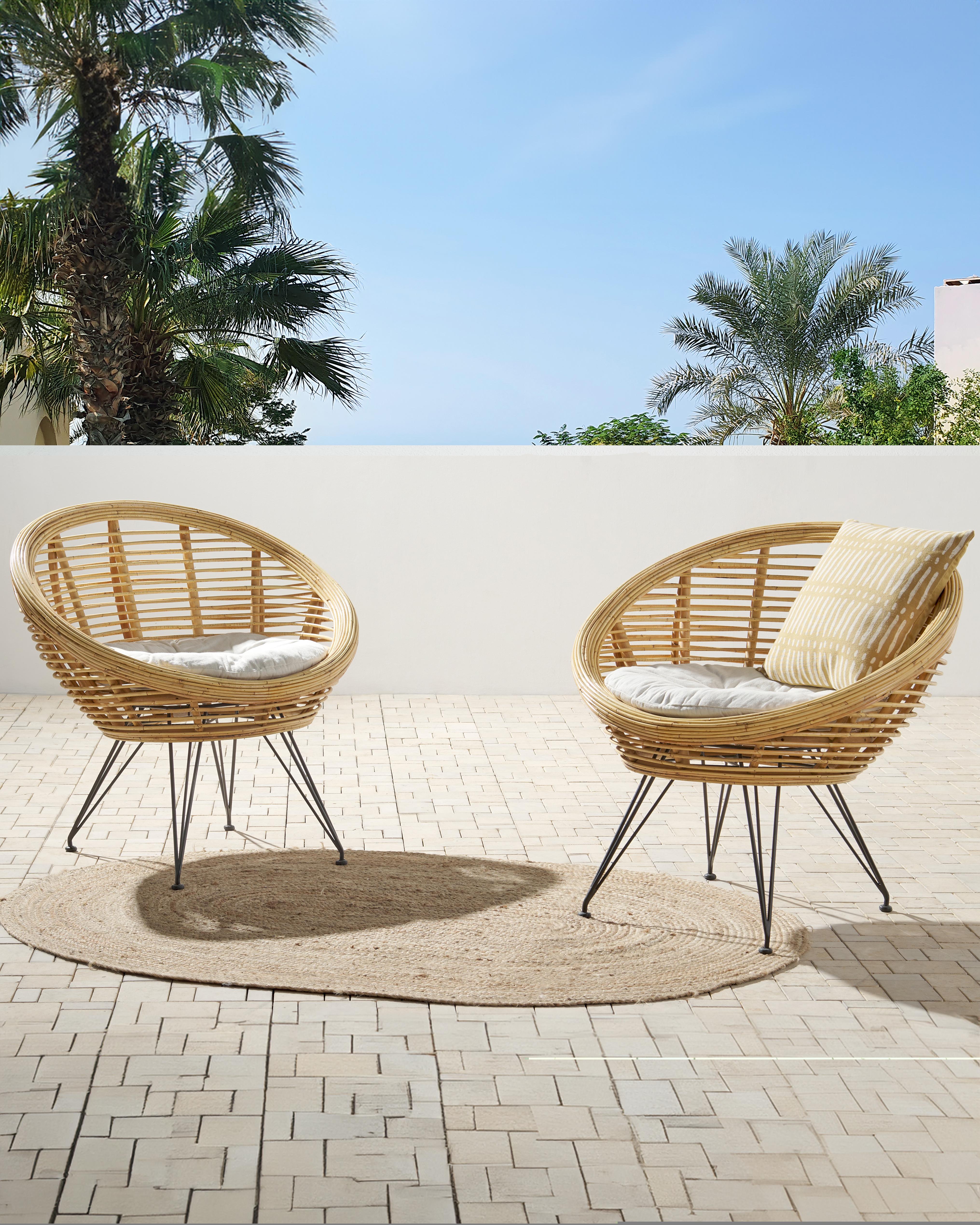 Set van 2 stoelen met zitkussen MARATEA Rotan Natuurlijk