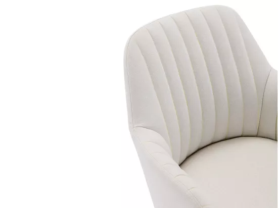 Chaise avec accoudoirs - Tissu et métal effet bois - Crème - ELEANA