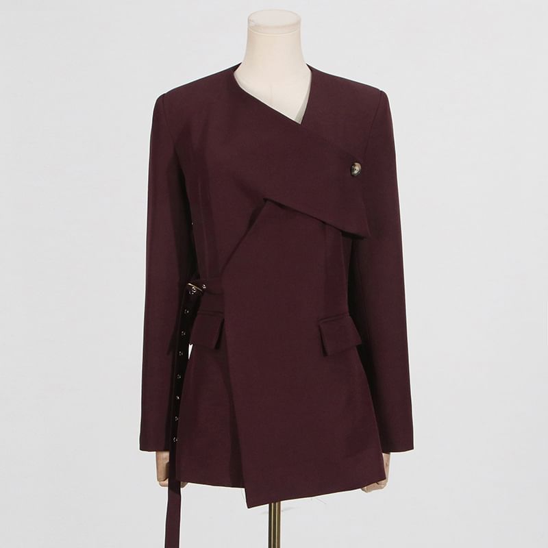 Moxub - Asymmetrische effen asymmetrische blazer met gesp