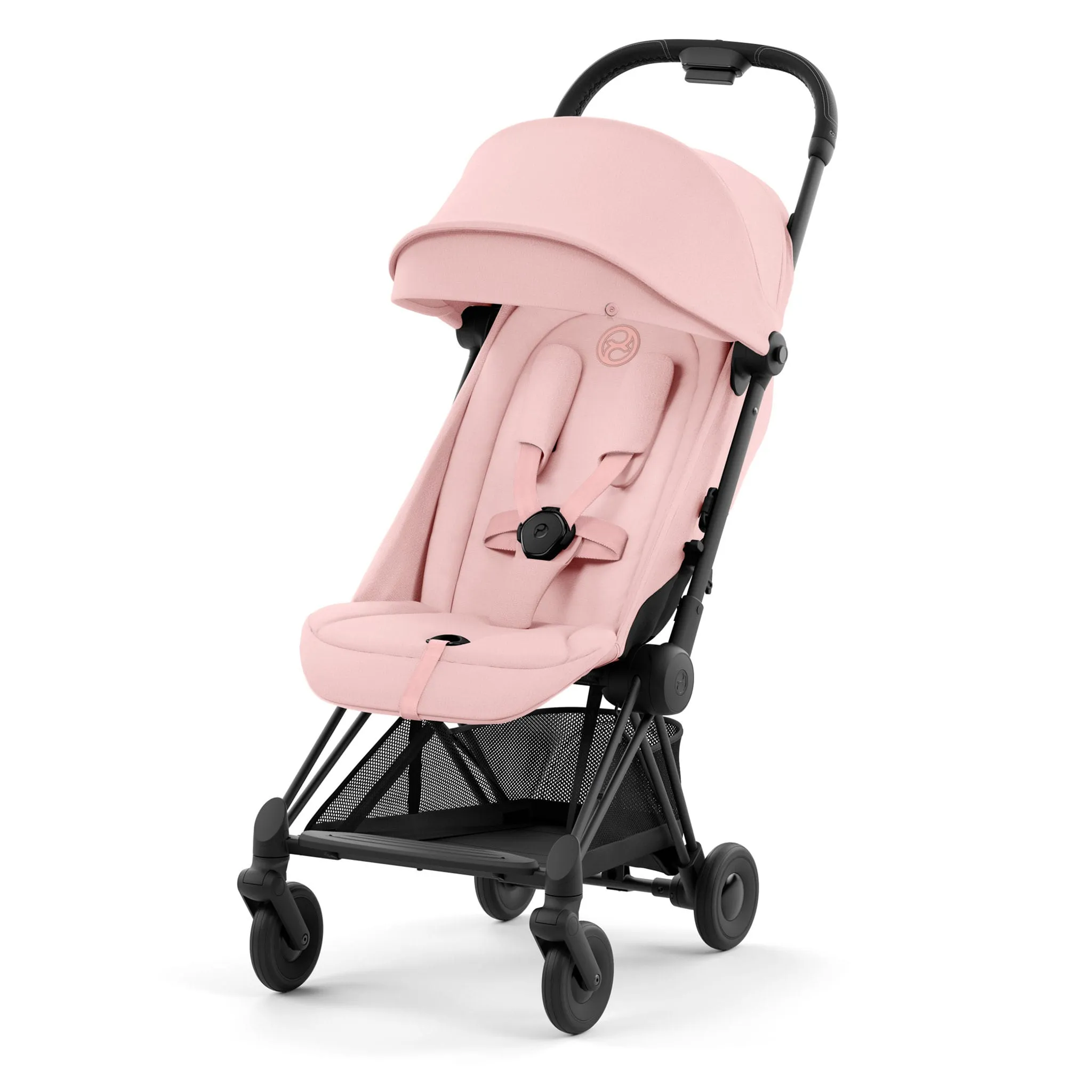 Cybex Poussette Coya - Cadre noir mat avec siège rose pêche
